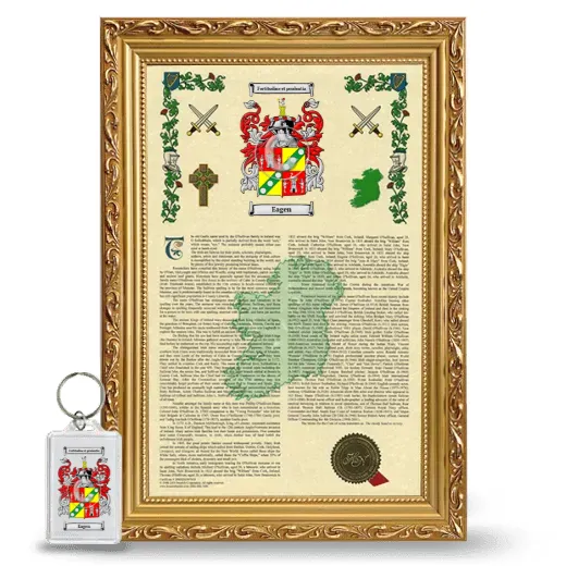 Eagen Framed Armorial History and Keychain - Gold