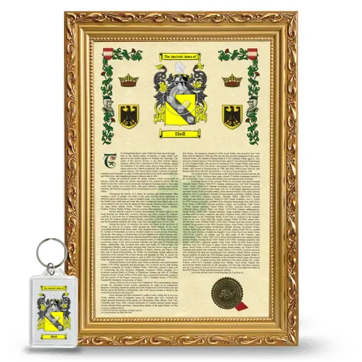 Ebell Framed Armorial History and Keychain - Gold