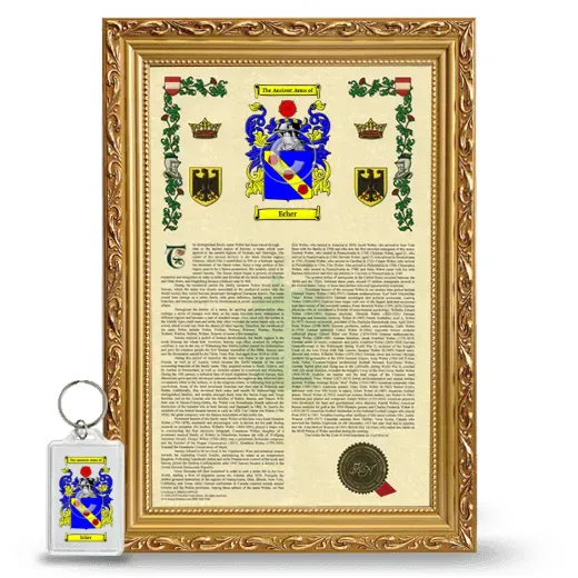 Echer Framed Armorial History and Keychain - Gold