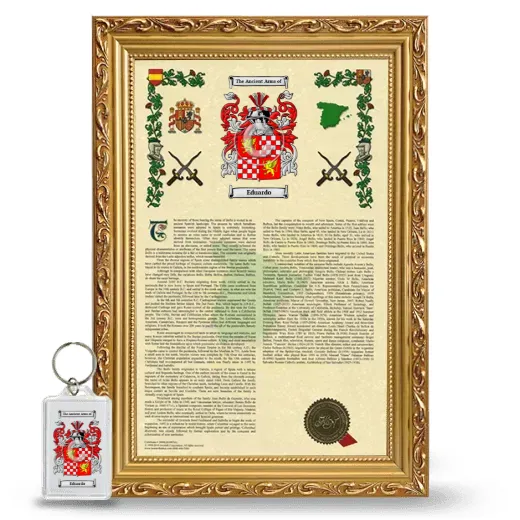 Eduardo Framed Armorial History and Keychain - Gold