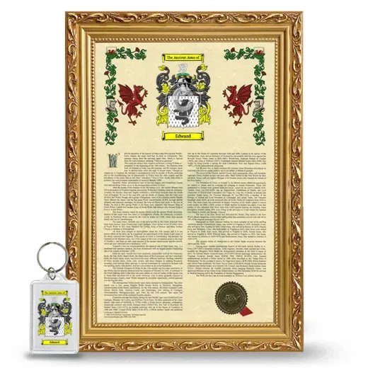 Edward Framed Armorial History and Keychain - Gold