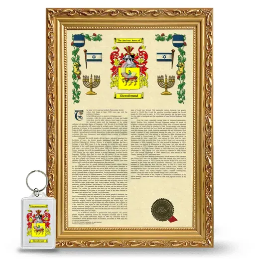 Ehrenfreund Framed Armorial History and Keychain - Gold