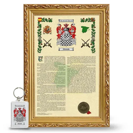 Elizonda Framed Armorial History and Keychain - Gold