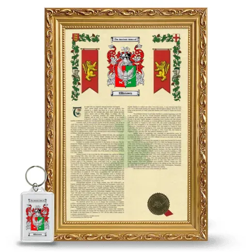 Ellistown Framed Armorial History and Keychain - Gold