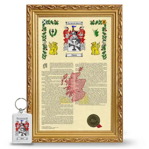 Elmox Framed Armorial History and Keychain - Gold