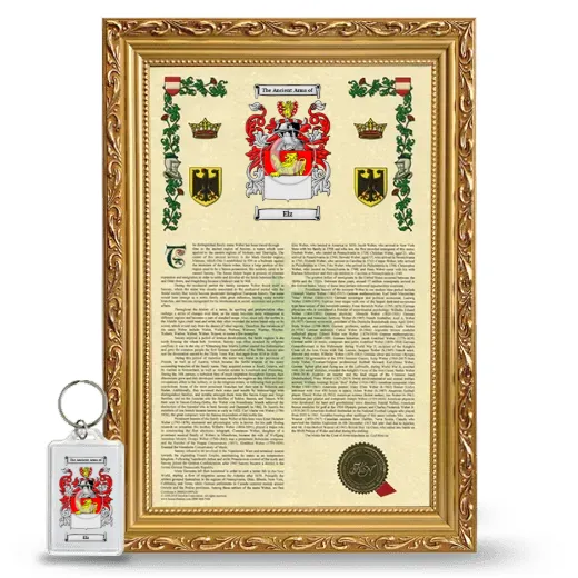 Elz Framed Armorial History and Keychain - Gold
