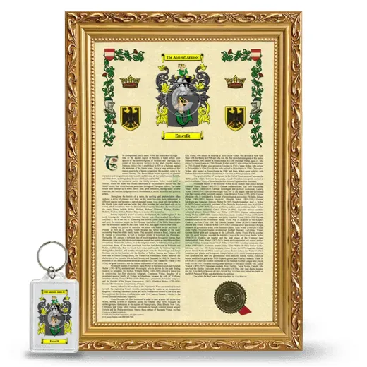 Emerik Framed Armorial History and Keychain - Gold