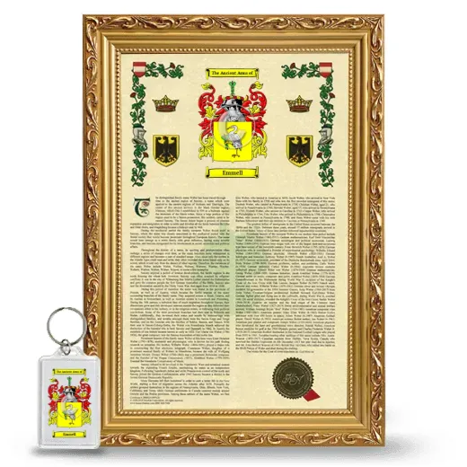 Emmell Framed Armorial History and Keychain - Gold