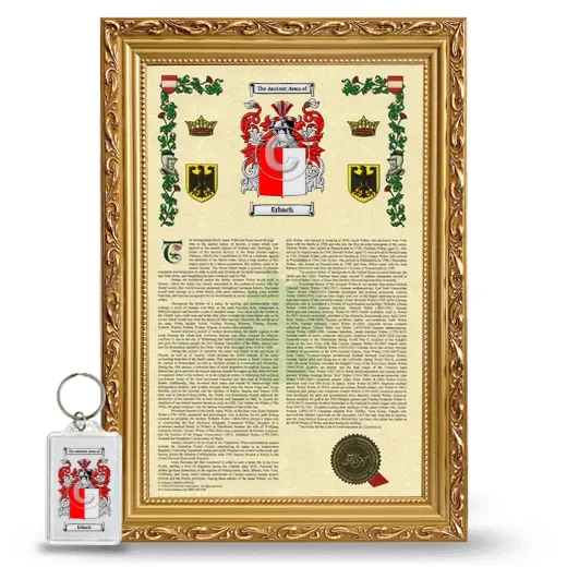 Erbach Framed Armorial History and Keychain - Gold