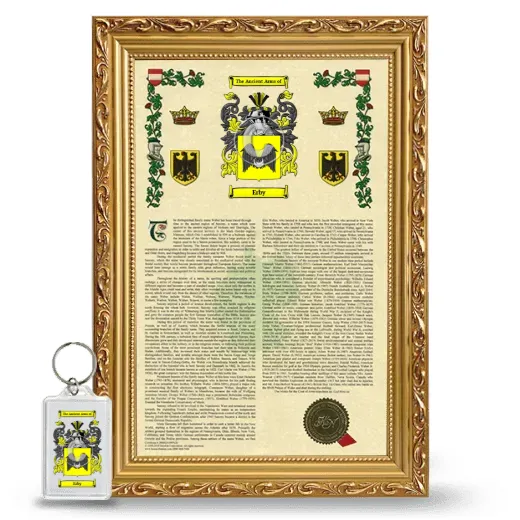 Erby Framed Armorial History and Keychain - Gold