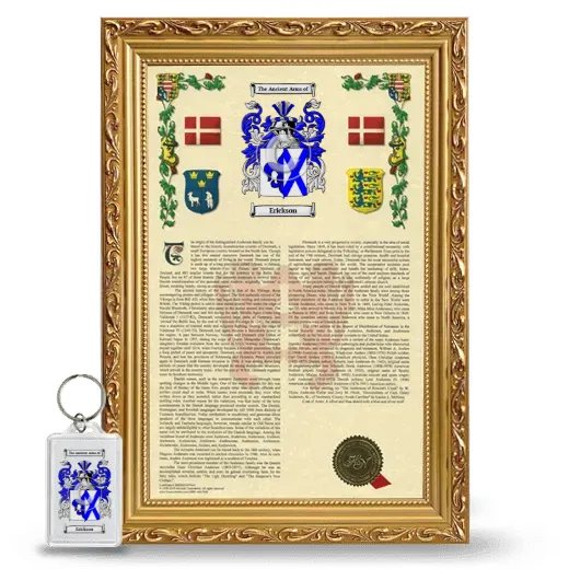 Erickson Framed Armorial History and Keychain - Gold