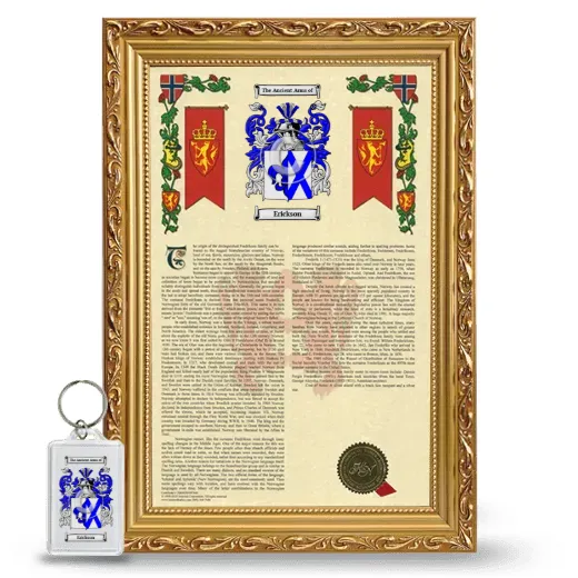 Erickson Framed Armorial History and Keychain - Gold