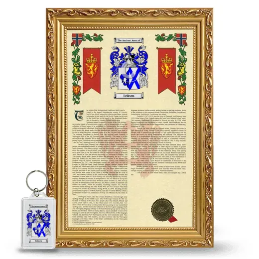 Eriksen Framed Armorial History and Keychain - Gold