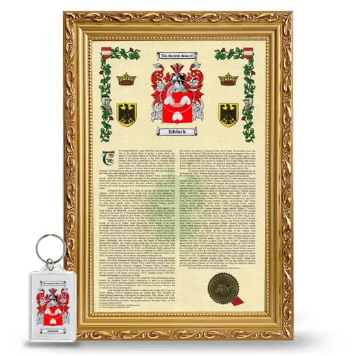 Erlebeck Framed Armorial History and Keychain - Gold