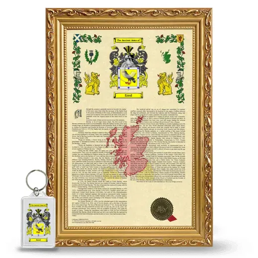 Errol Framed Armorial History and Keychain - Gold