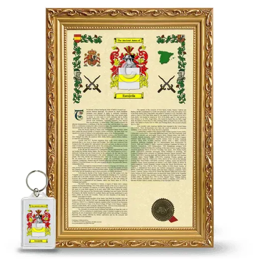 Escajeda Framed Armorial History and Keychain - Gold
