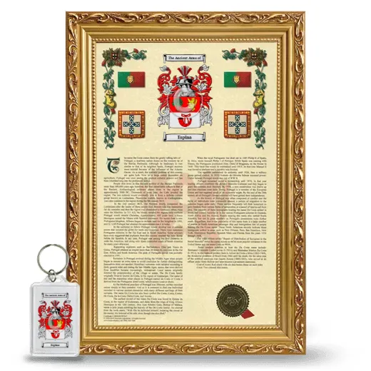 Espina Framed Armorial History and Keychain - Gold