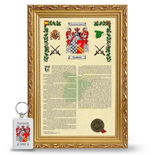 Etxeberria Framed Armorial History and Keychain - Gold
