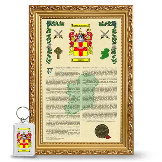 Eustes Framed Armorial History and Keychain - Gold
