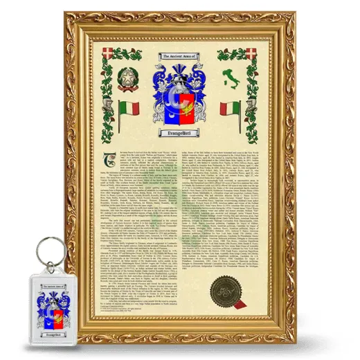 Evangelisti Framed Armorial History and Keychain - Gold