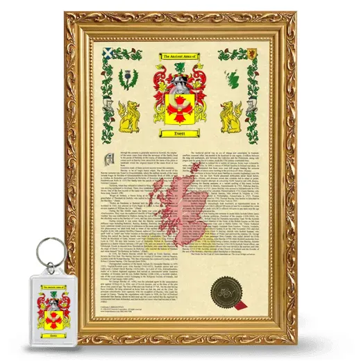 Evett Framed Armorial History and Keychain - Gold