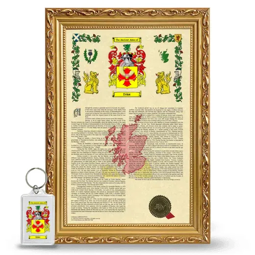 Eviot Framed Armorial History and Keychain - Gold