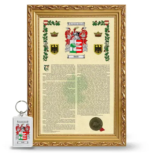 Ewalt Framed Armorial History and Keychain - Gold