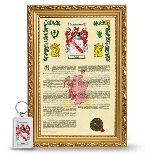 Faddis Framed Armorial History and Keychain - Gold