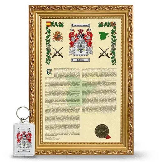 Falcone Framed Armorial History and Keychain - Gold