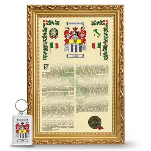 Falcos Framed Armorial History and Keychain - Gold