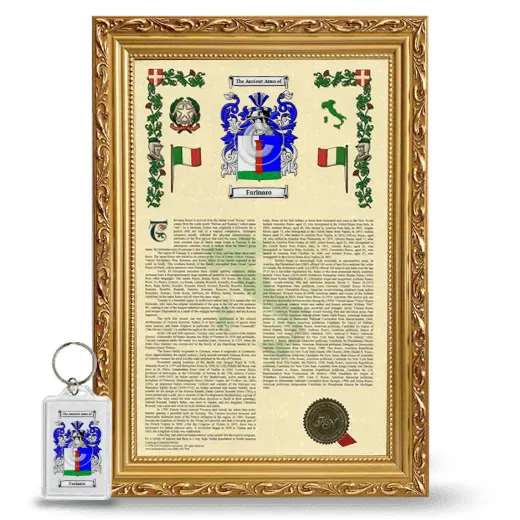 Farinaro Framed Armorial History and Keychain - Gold