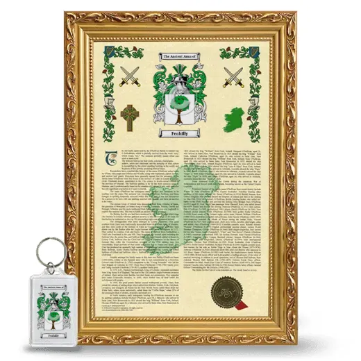 Feahilly Framed Armorial History and Keychain - Gold