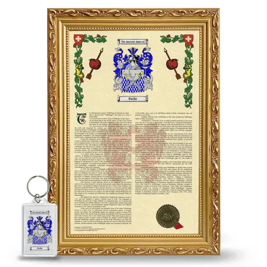Fecht Framed Armorial History and Keychain - Gold
