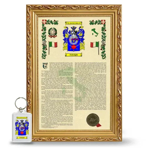 Federighi Framed Armorial History and Keychain - Gold