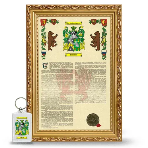 Federoff Framed Armorial History and Keychain - Gold