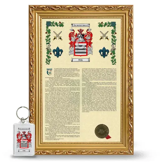 Fein Framed Armorial History and Keychain - Gold