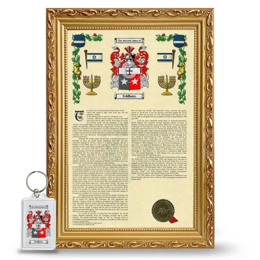 Feldhorn Framed Armorial History and Keychain - Gold