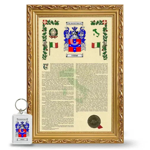 Felicini Framed Armorial History and Keychain - Gold