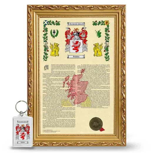 Ferress Framed Armorial History and Keychain - Gold
