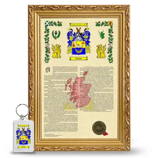Ferson Framed Armorial History and Keychain - Gold