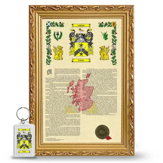 Fettes Framed Armorial History and Keychain - Gold