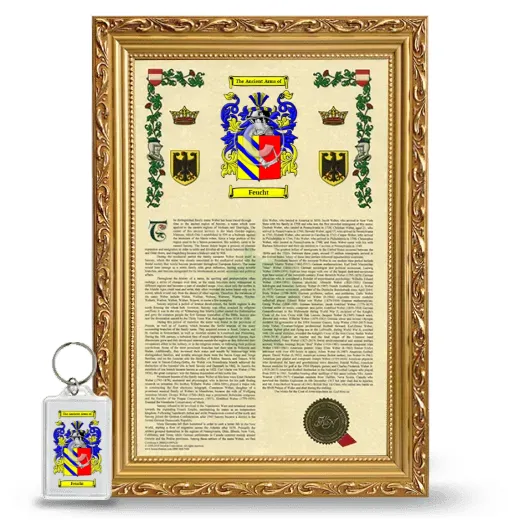 Feucht Framed Armorial History and Keychain - Gold