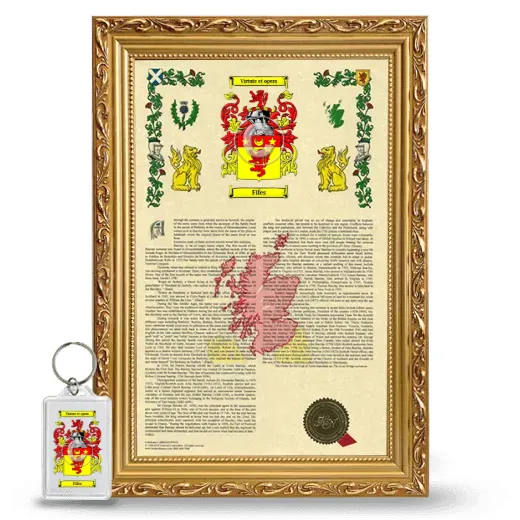 Fifes Framed Armorial History and Keychain - Gold