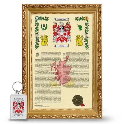 Finely Framed Armorial History and Keychain - Gold