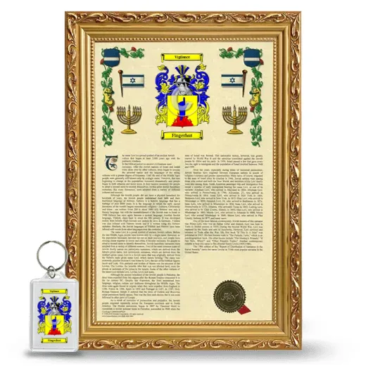 Fingerhut Framed Armorial History and Keychain - Gold