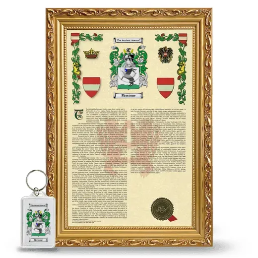 Firestone Framed Armorial History and Keychain - Gold