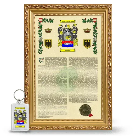Fischel Framed Armorial History and Keychain - Gold