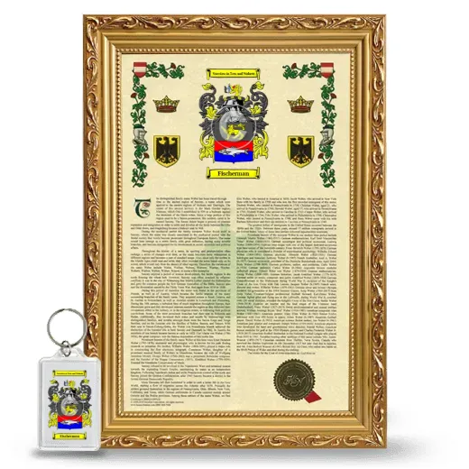 Fischerman Framed Armorial History and Keychain - Gold