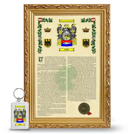 Fishle Framed Armorial History and Keychain - Gold