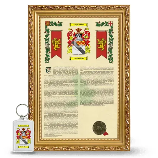 Fitzherbart Framed Armorial History and Keychain - Gold